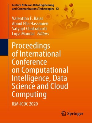 cover image of Proceedings of International Conference on Computational Intelligence, Data Science and Cloud Computing